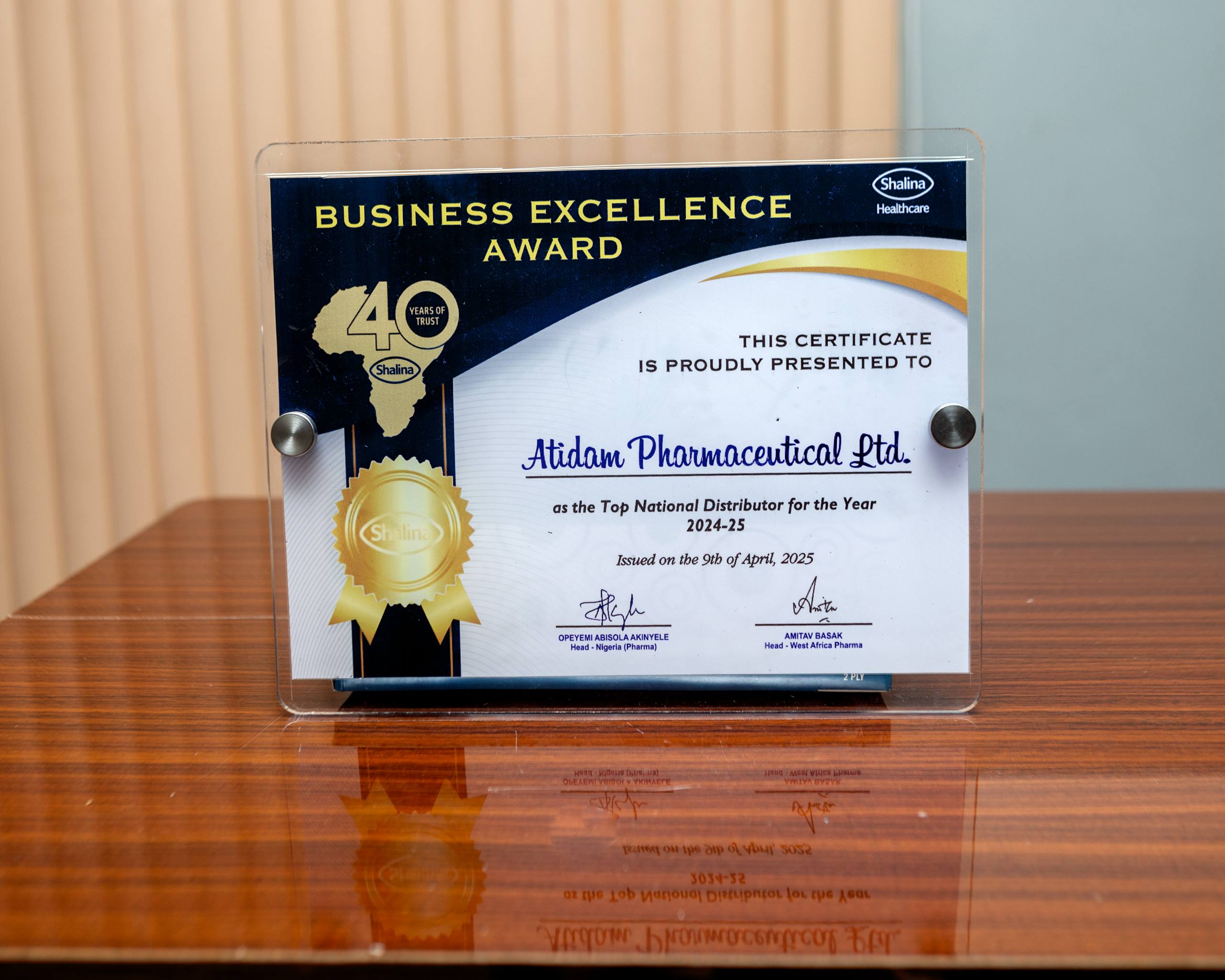 SHALINA HEALTHCARE BUSINESS EXCELLENCE AWARD