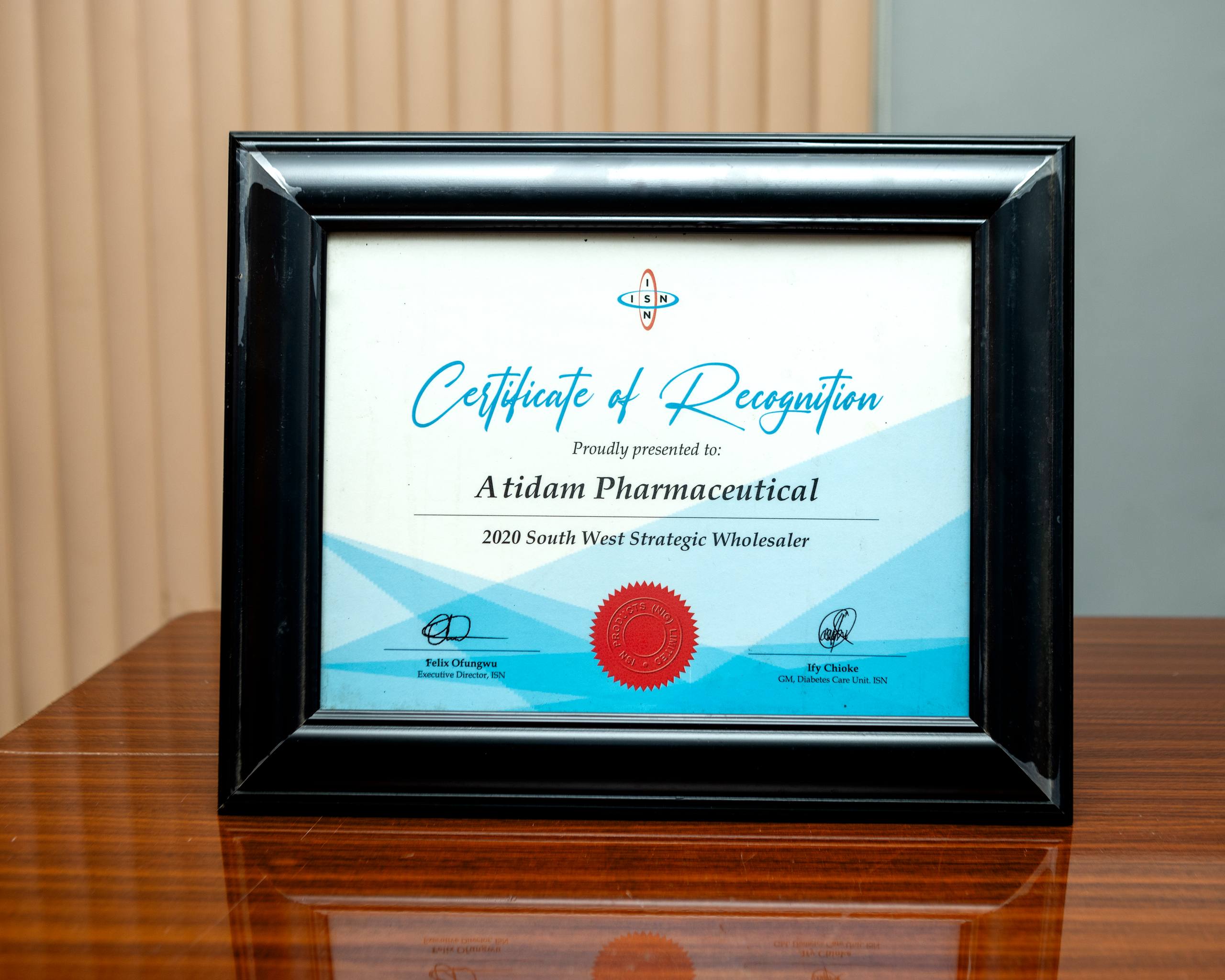 ISN CIRTIFICATE OF RECOGNITION