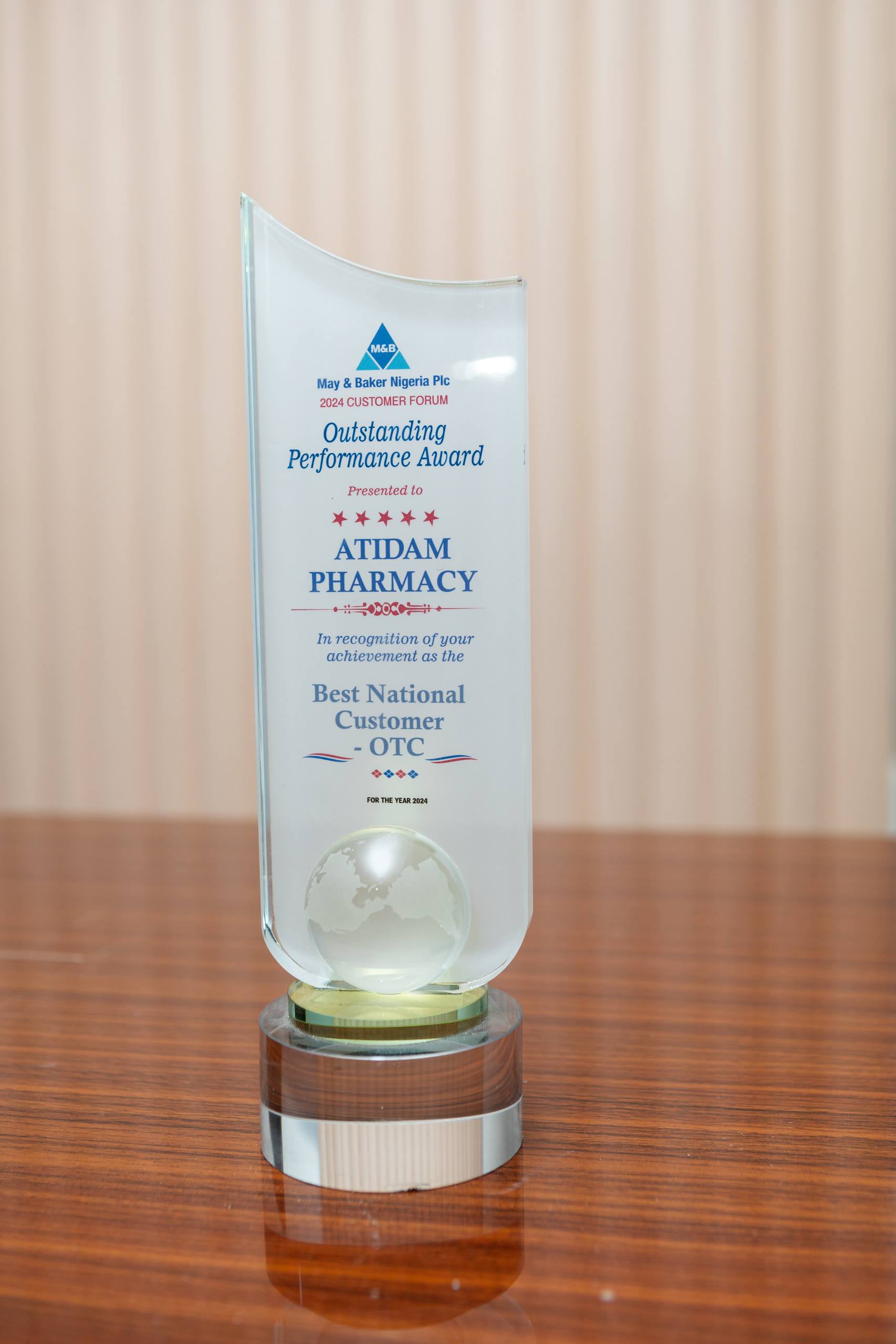 MAY AND BAKER OUTSTANDING PERFORMANCE AWARD